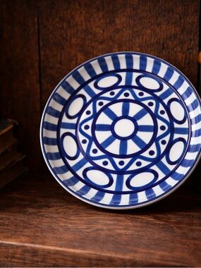 Dansk Arabesque Blue White Plate 7.5” Rimmed Dessert Salad Plate MCM